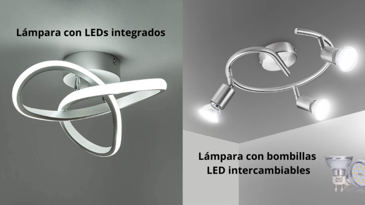 Lámpara con LEDs integrados vs Lámpara con bombillas LEDs intercambiables